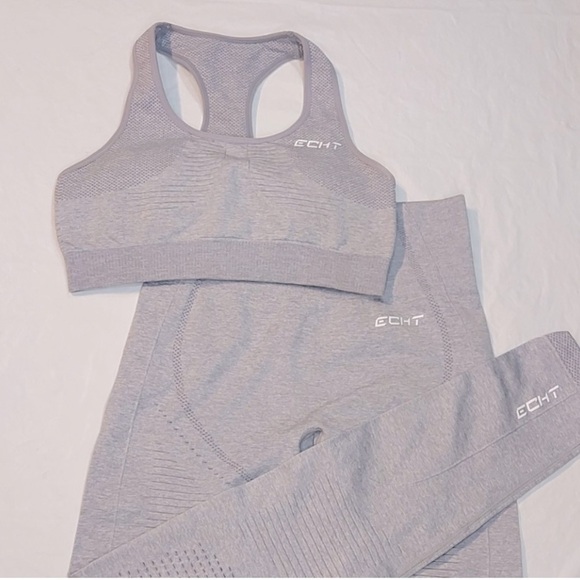 ECHT Arise Seamless Grey High Rise Legging + Sports Bra SET Size Small - Picture 5 of 11
